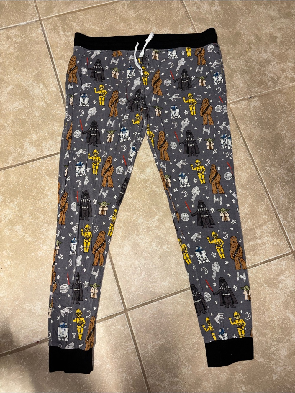Little Sleepies Gray Character-Print Pajama Joggers with Black Trim